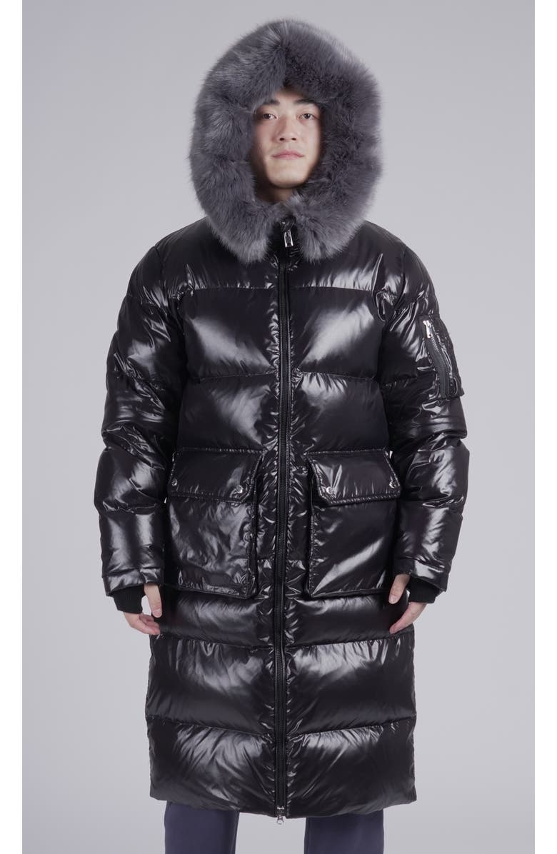 AlphaStyle Audet Mens Long Hooded Down Parka, Alternate, color, Black