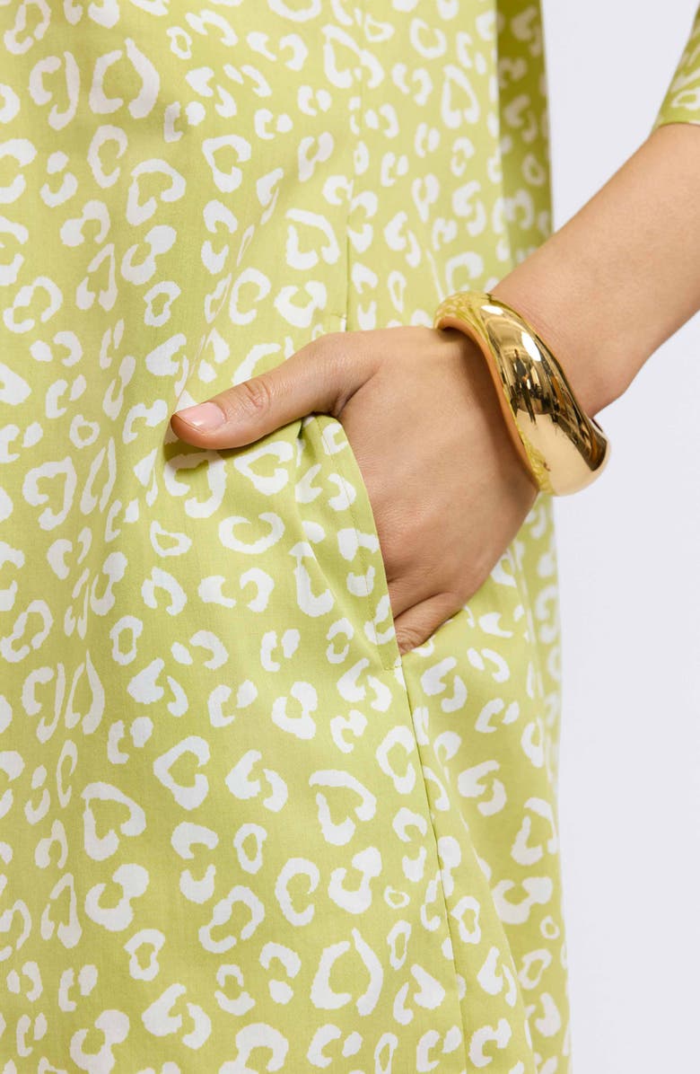 Foxcroft Sloane Leopard Spot Shirtdress, Alternate, color, Chartreuse Multi