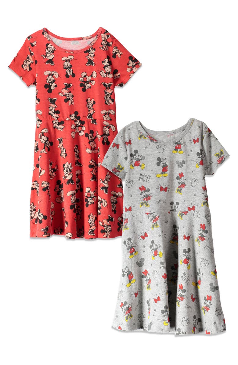 Disney Minnie Mouse 2-Pack Short Sleeve Dress, Main, color, Multicolor