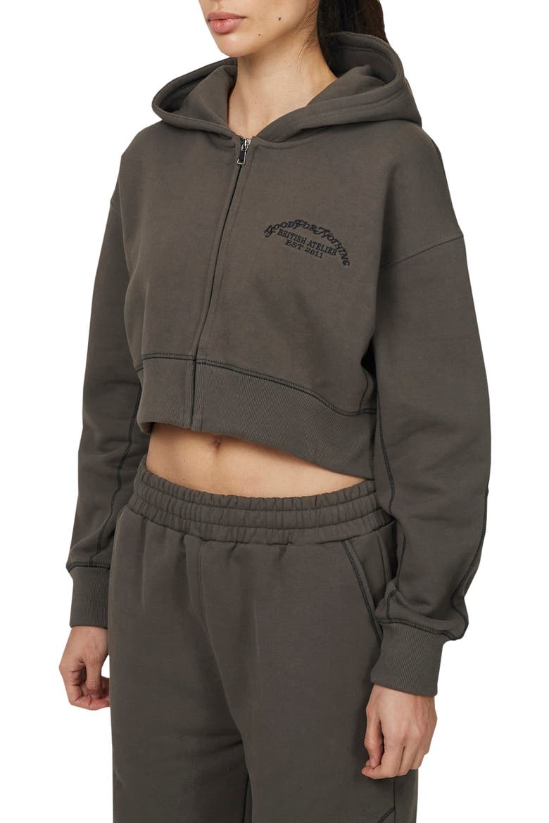 Coverlock Vintage  Crop Zip Hoodie, Alternate, color, Gunmetal