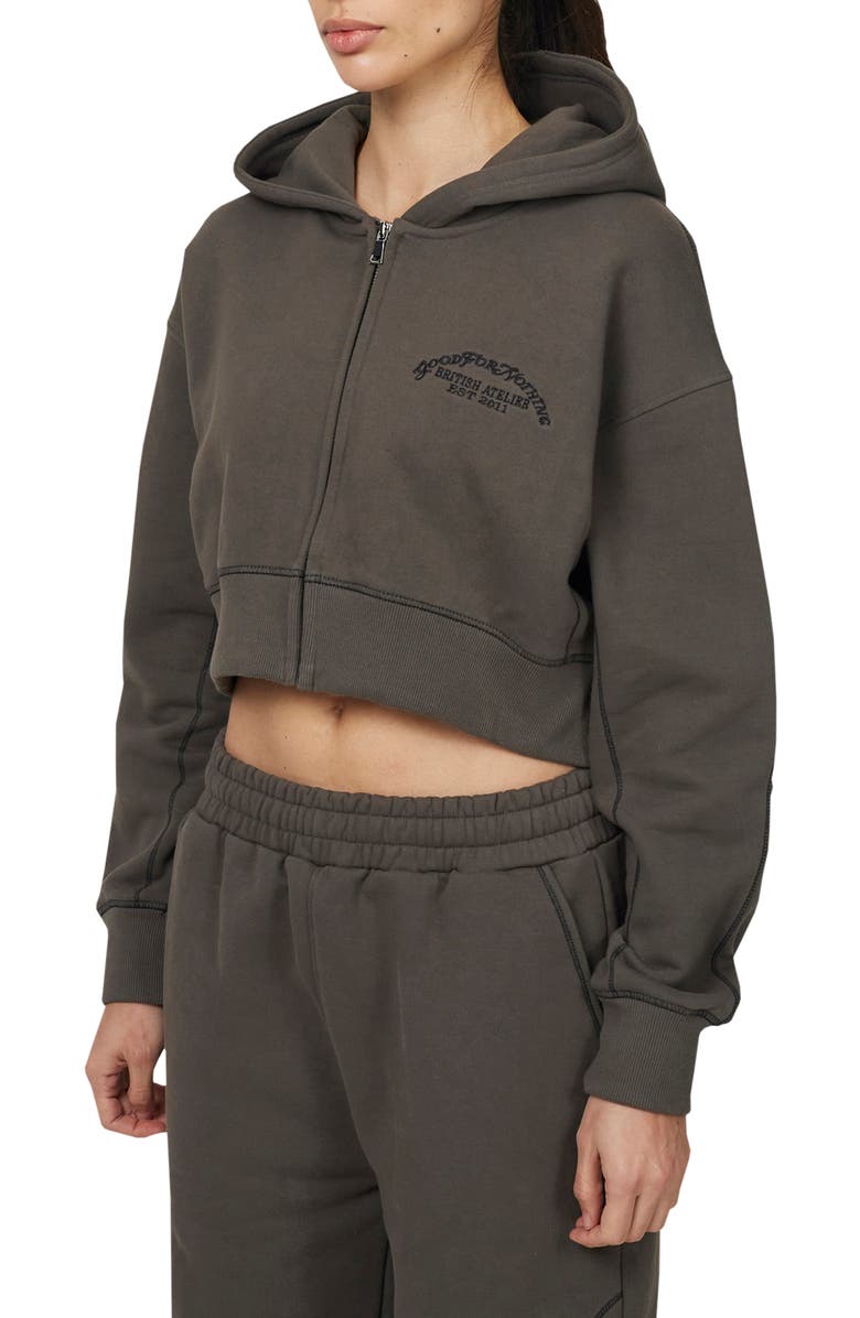 Good For Nothing Coverlock Vintage  Crop Zip Hoodie, Alternate, color, Gunmetal