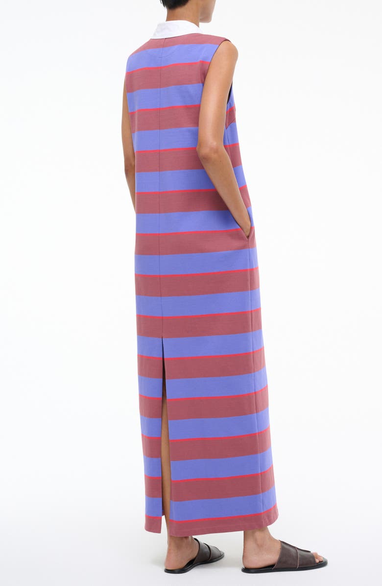 STAUD Julius Sleeveless Polo Maxi Dress, Alternate, color, Atlas Rugby Stripe