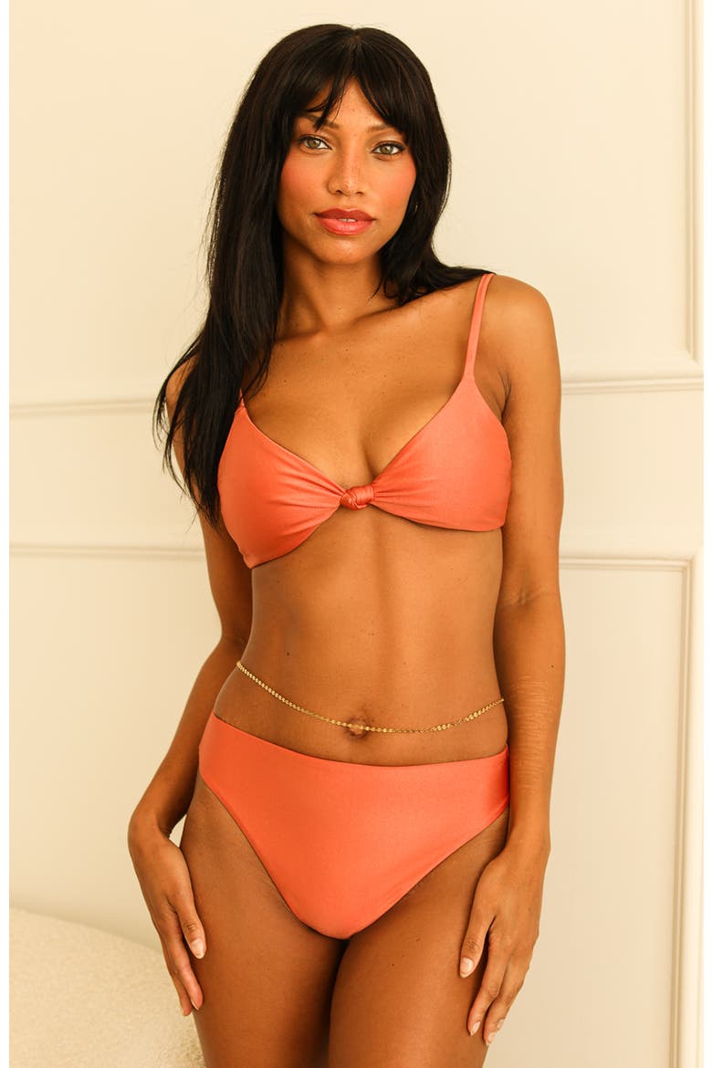 Zen Triangle Knotted Bikini Top, Alternate, color, Rust