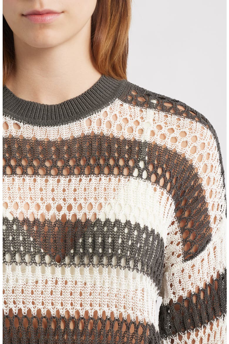 Stripe Pointelle Stitch Sweater, Alternate, color, SOFT CHARCOAL STRIPE