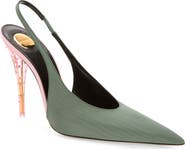 Saint Laurent Allure Strass Clear Heel Pointed Toe Slingback Pump