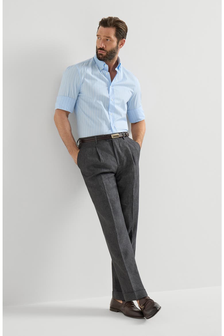 Délavé linen trousers, Alternate, color, Anthracite