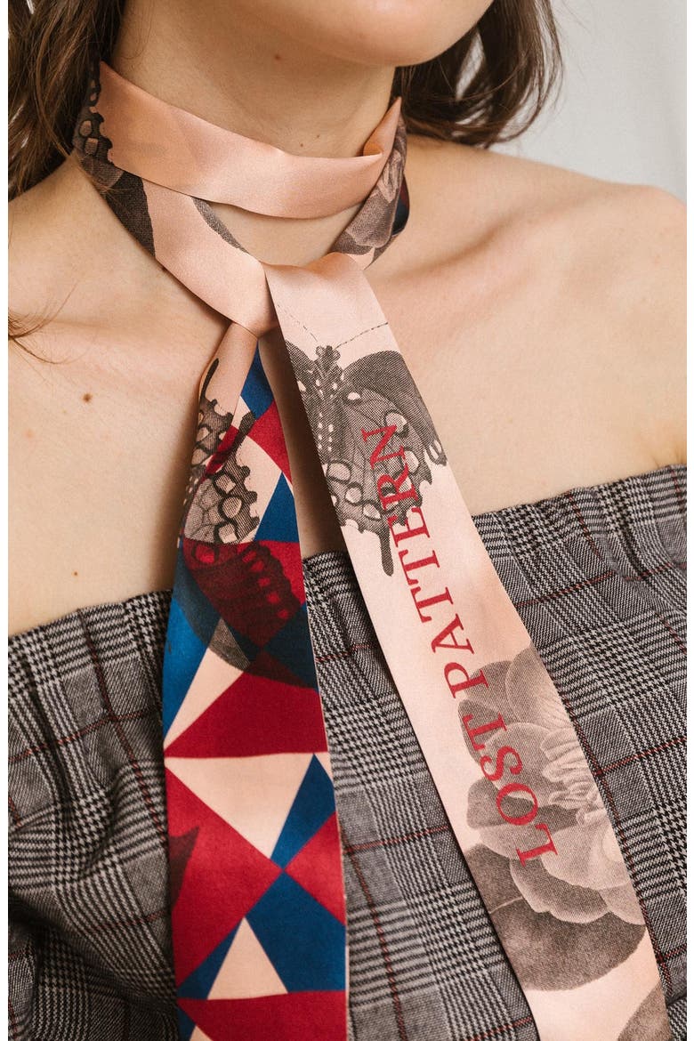 Prism Skinny Silk Scarf, Main, color, RED