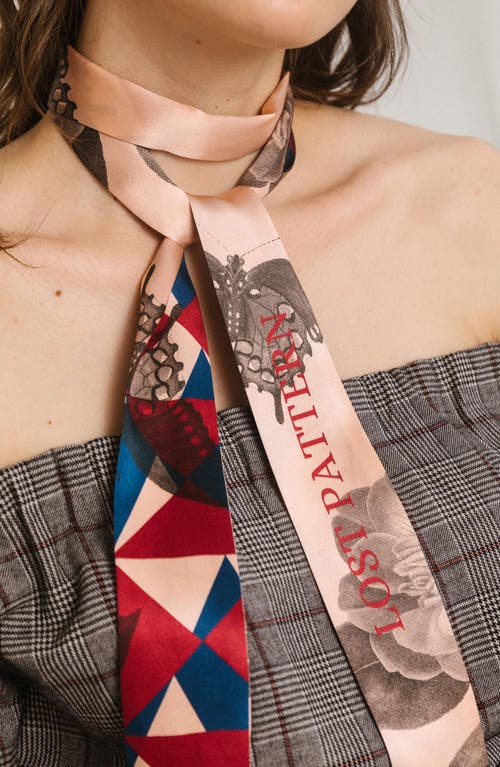 Lost Pattern Prism Skinny Silk Scarf In Multi