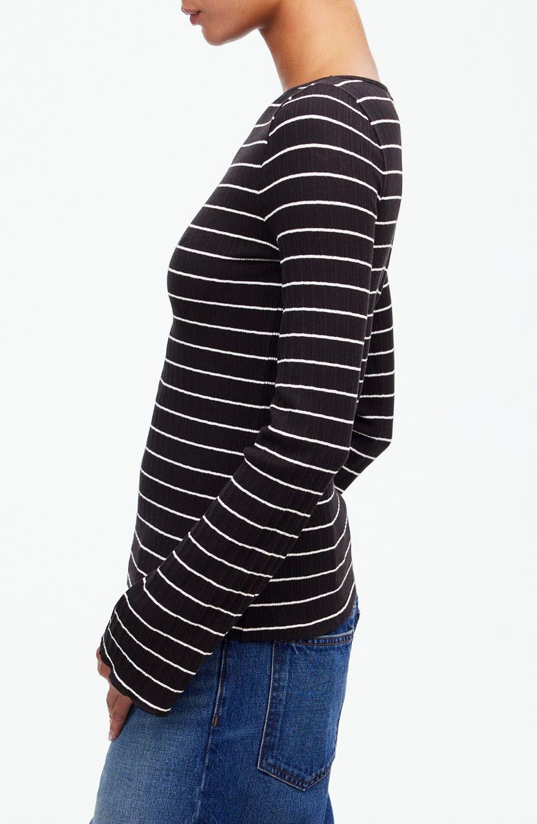 Madewell Stripe Boatneck Long Sleeve Rib Top, Alternate, color, 