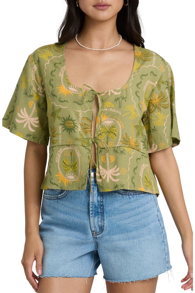 Totally Tropic Tie Front Top, Main, color, CEDAR