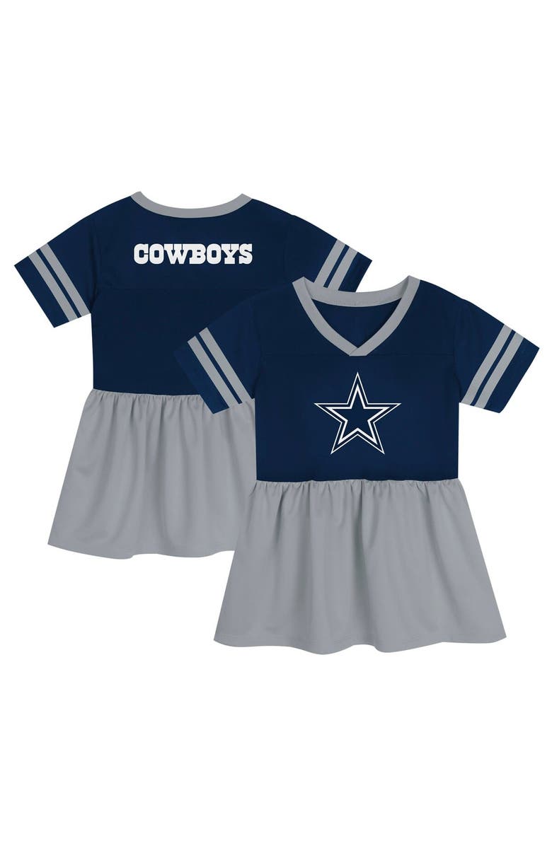 Outerstuff Girls Preschool Navy Dallas Cowboys Stadium Lights Fashion Jersey Dress, Main, color, Navy