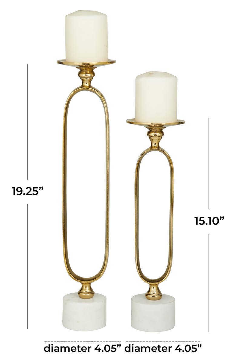 VIVIAN LUNE HOME Goldtone Aluminum Paper Clip Pillar Candle Holder with Marble Base - Set of 2, Alternate, color, 