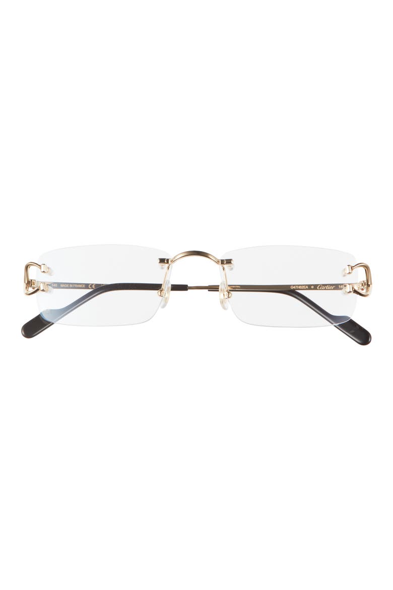 56mm Rimless Rectangular Reading Glasses, Main, color, GOLD