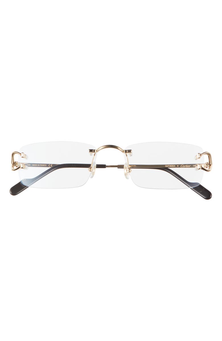Cartier 56mm Rimless Rectangular Reading Glasses, Main, color, Gold