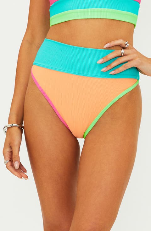 Emmy Colorblock High Waist Bikini Bottoms