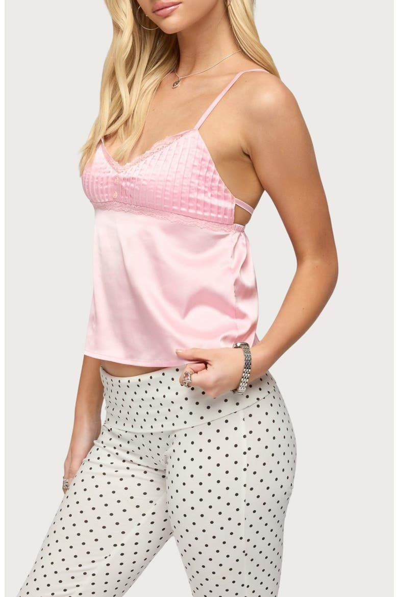 Blanca Lace Trim Satin Camisole, Alternate, color, PINK