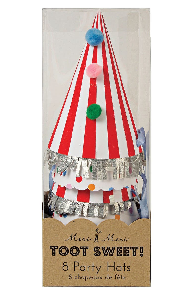 Meri Meri Toot Sweet 8-Pack Party Hats, Main, color, 