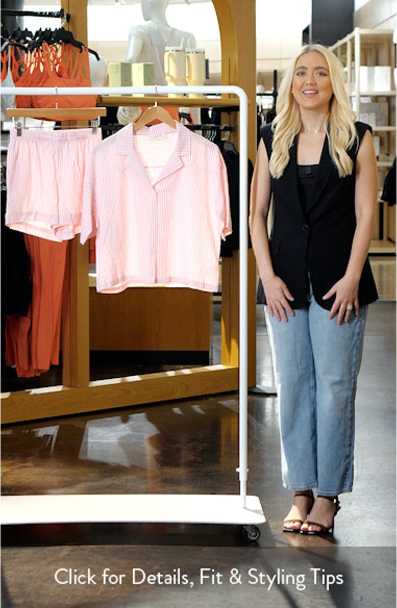 Sabine Seersucker Stripe Boxer Short Pajamas, sales video thumbnail