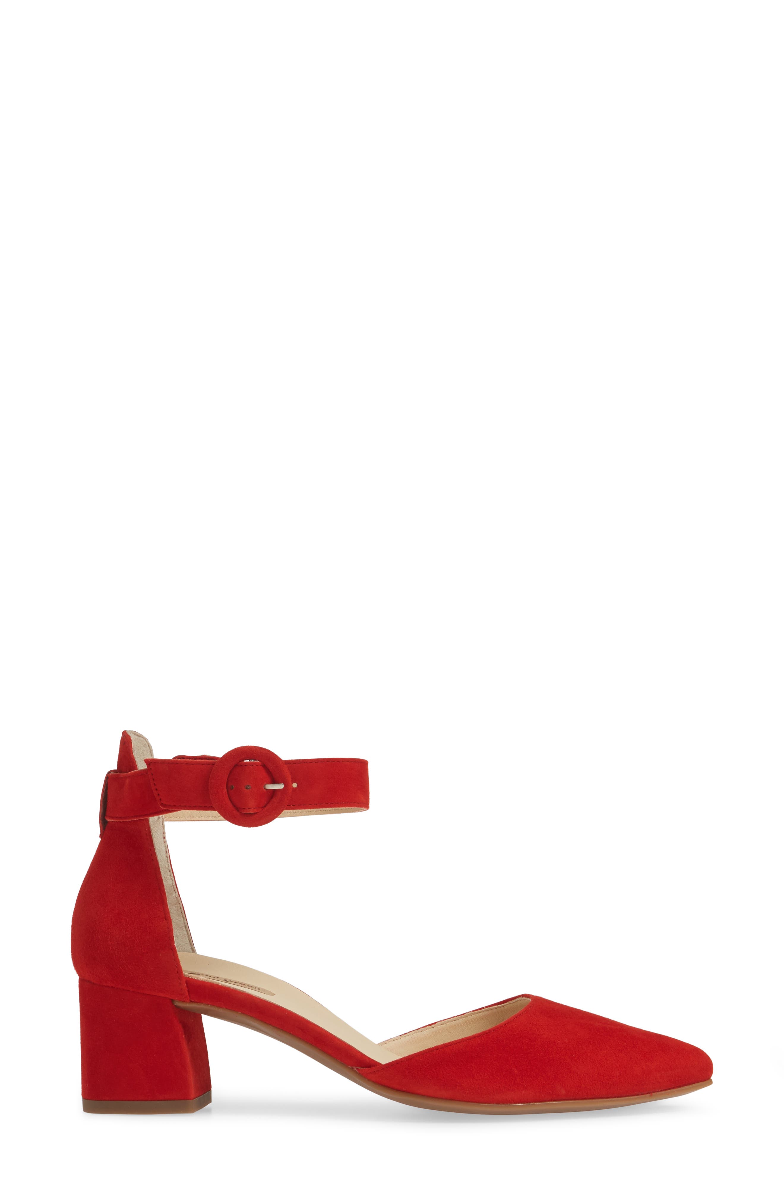 Annie Ankle Strap Pump, Alternate, color, RED SUEDE