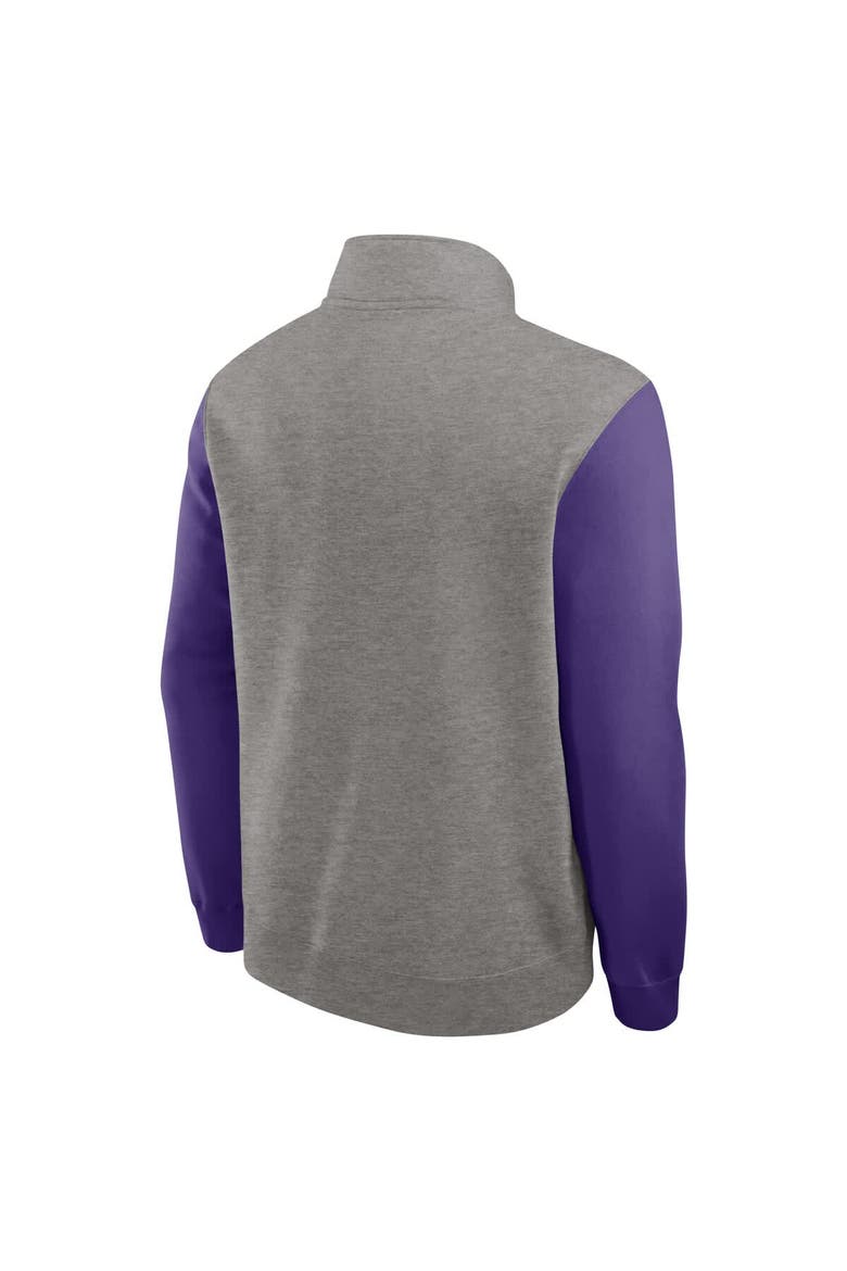 Men's Nike Heather Gray/Purple LSU Tigers Club Fleece Half-Zip Pullover, Alternate, color, Heather Gray