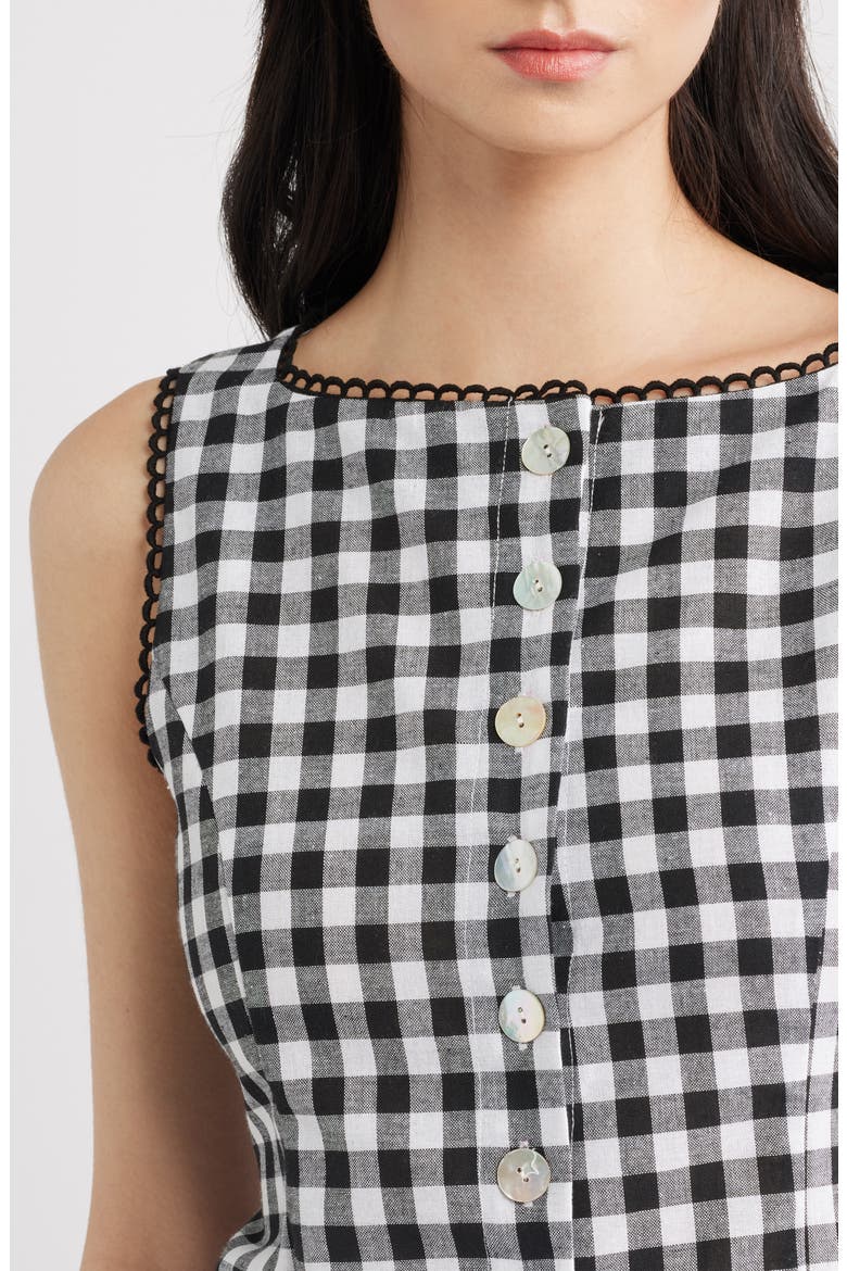 Maelle Gingham Button-Up Top, Alternate, color, BLACK