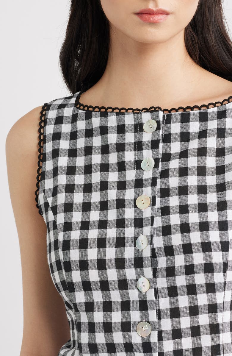 A.REN Maelle Gingham Button-Up Top, Alternate, color, Black