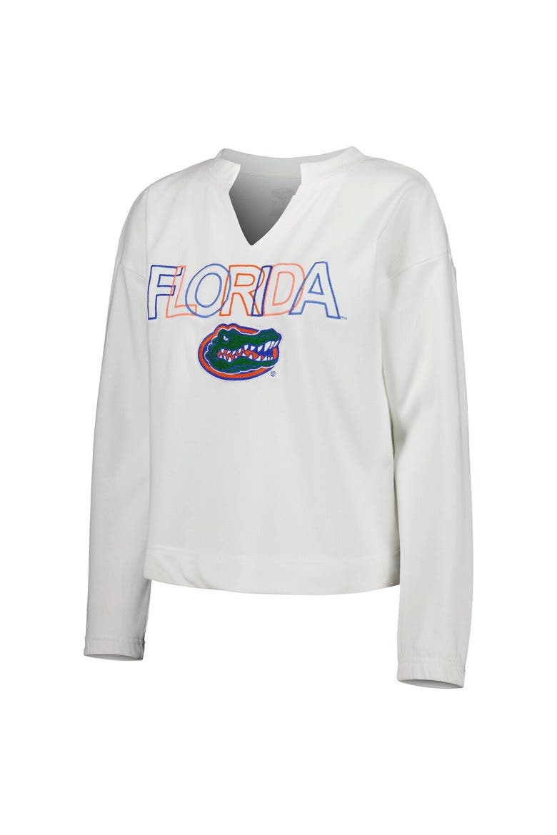 Women's Concepts Sport  White Florida Gators Sunray Notch Neck Long Sleeve T-Shirt & Shorts Set, Alternate, color, White