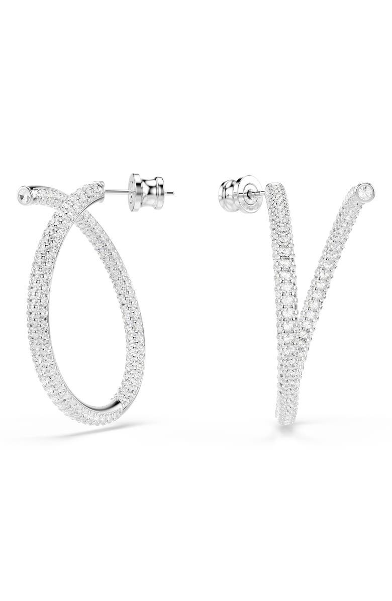 Swarovski Dextera Pavé Crystal Hoop Earrings, Main, color,