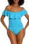 Off the Shoulder Ruffle One-Piece Swimsuit