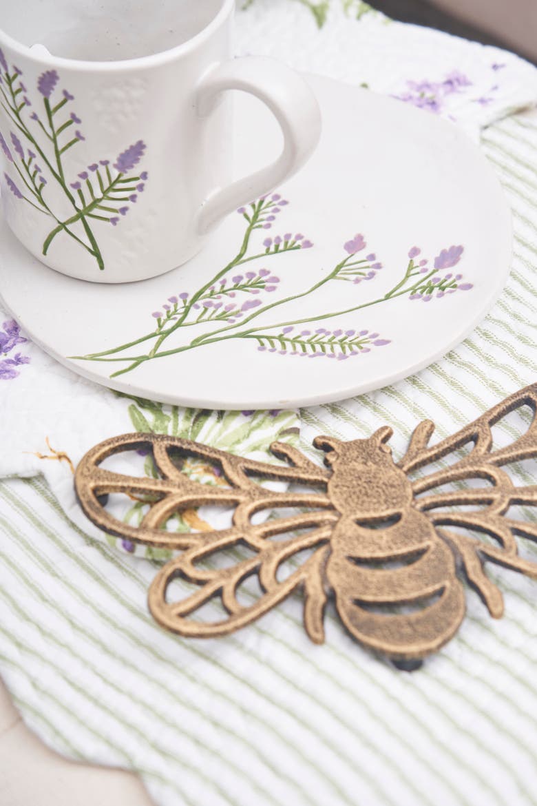 Bee Metal Serving Kitchen Trivet 4.65" x 7.87", Alternate, color, Gold