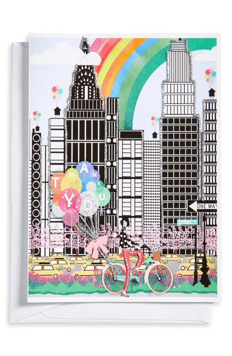 VERRIER HANDCRAFTED Thank You NYC Greeting Card, Main, color, Black Multi
