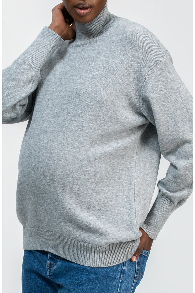 Regina Mock Neck Maternity Sweater, Alternate, color, LIGHT GREY HEATHER