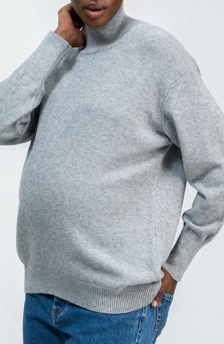 PIETRO BRUNELLI MATERNITY Regina Mock Neck Maternity Sweater, Alternate, color, Light Grey Heather