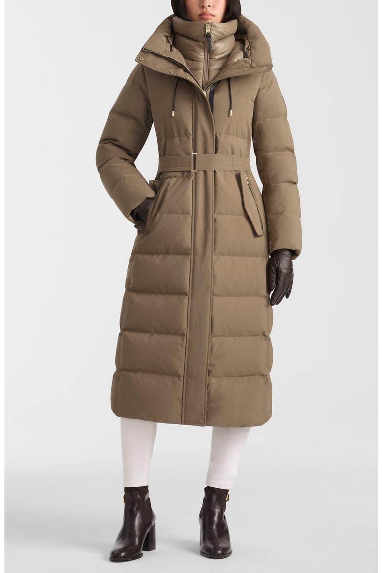 Shyla 800 Fill Power Down Coat with Removable Quilted Bib, Main, color, TRUFFLE BROWN