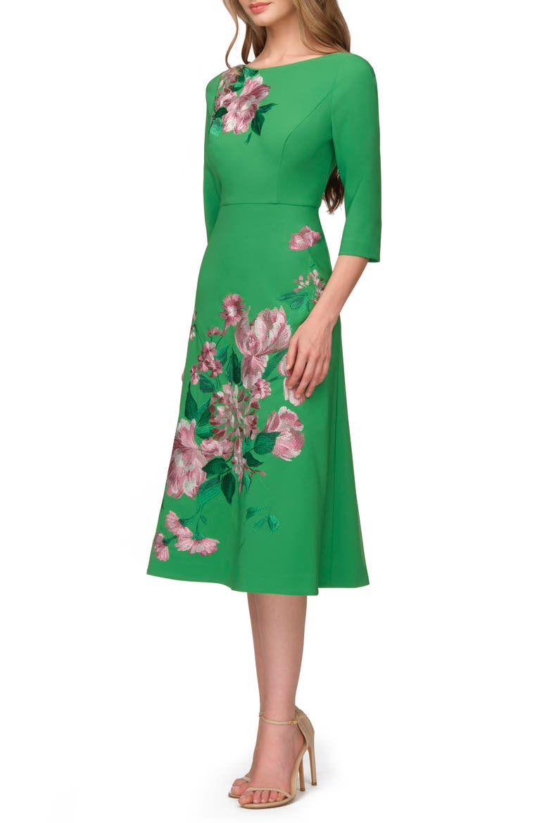 Greta Floral Embroidered Gown, Alternate, color, CLOVER