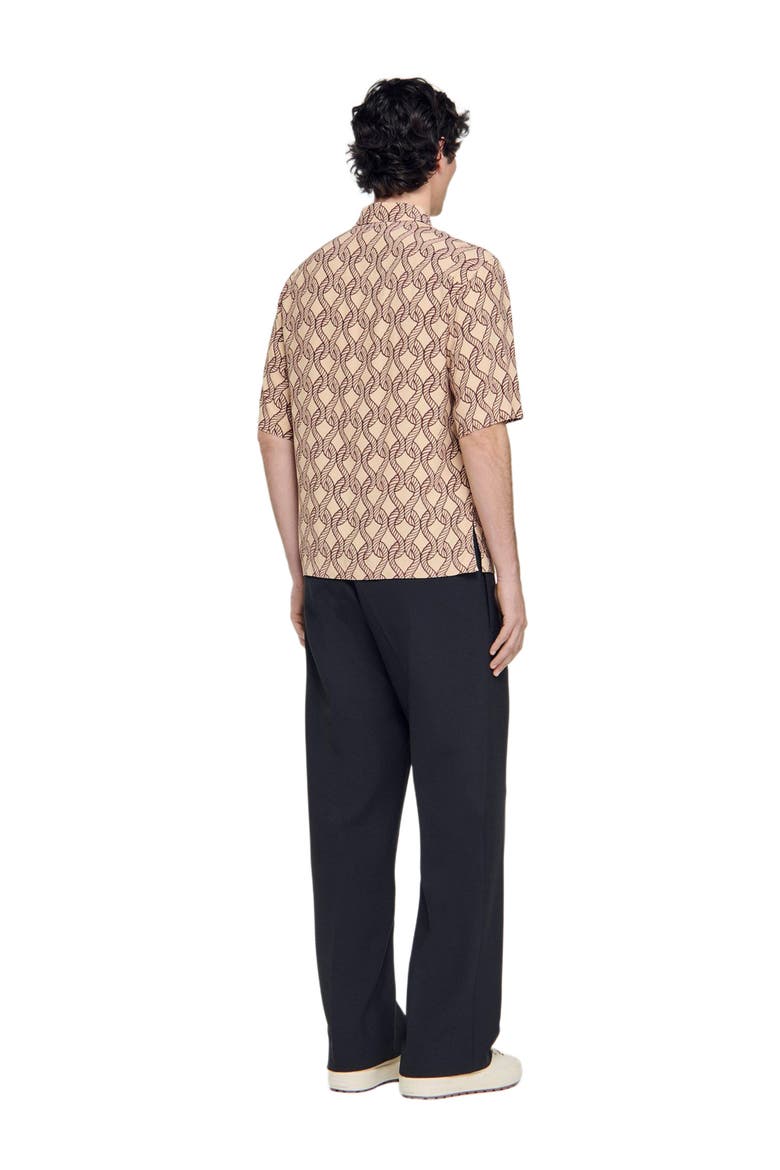 Loose-fit rope print shirt, Alternate, color, Butter cream