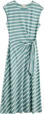 Seasalt Cornwall Fettling Stripe Tie Waist Jersey Midi Dress