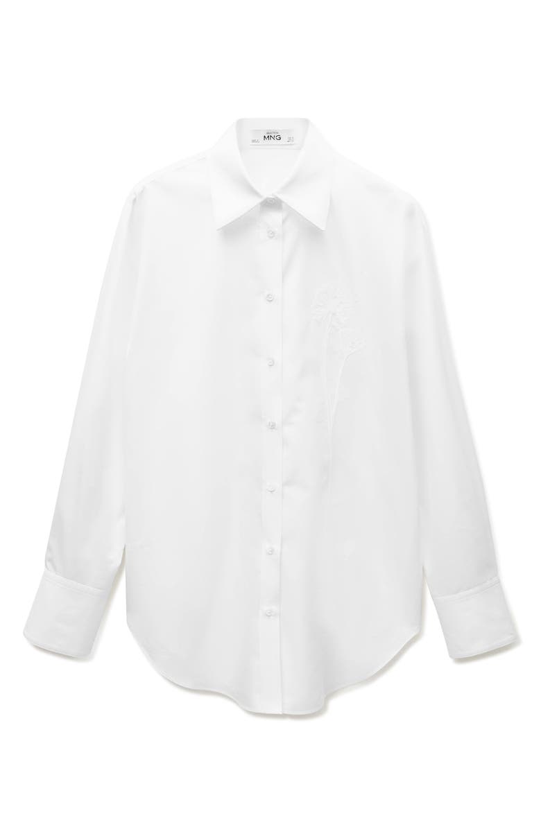 MANGO Oversize Embroidered Poplin Button-Up Shirt, Alternate, color, 