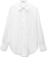 MANGO Oversize Embroidered Poplin Button-Up Shirt