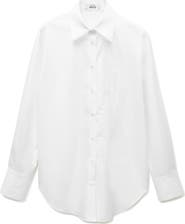 MANGO Oversize Embroidered Poplin Button-Up Shirt