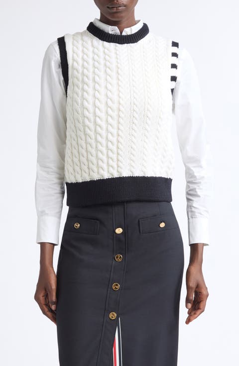 Aran Cable Merino Wool Shell Top