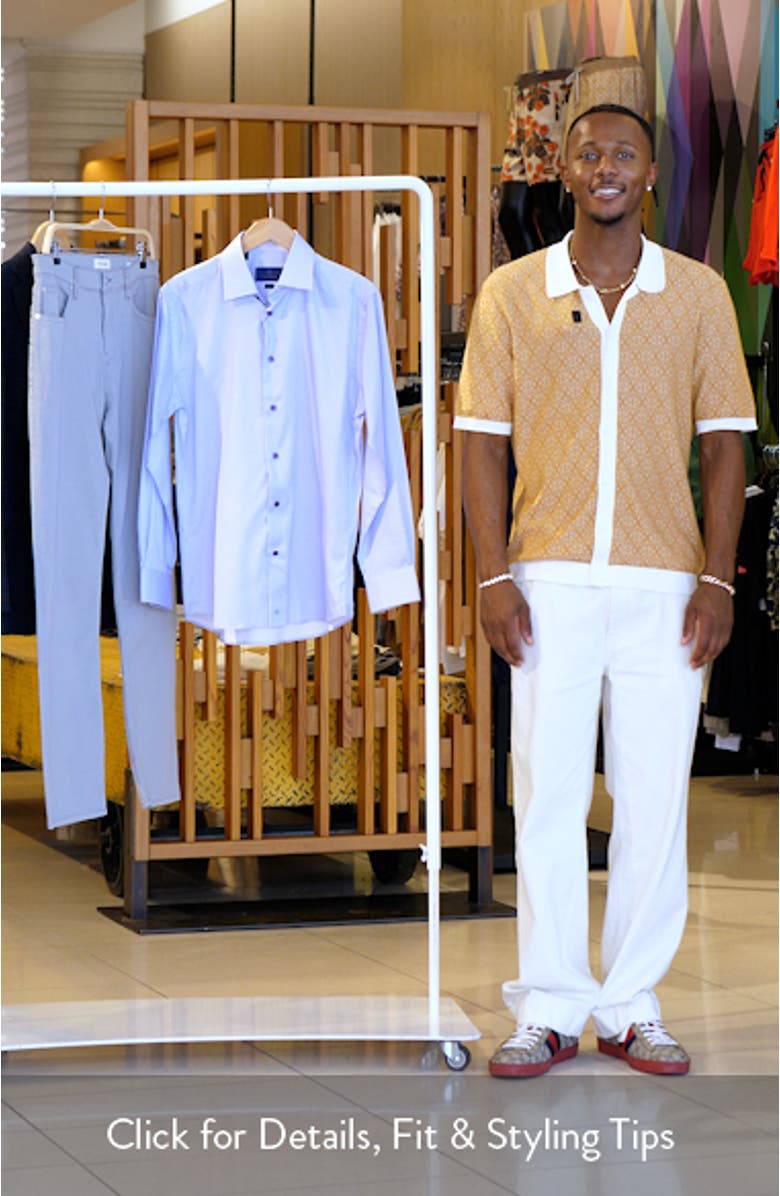 Trim Fit Microgeometric Print Dress Shirt, sales video thumbnail