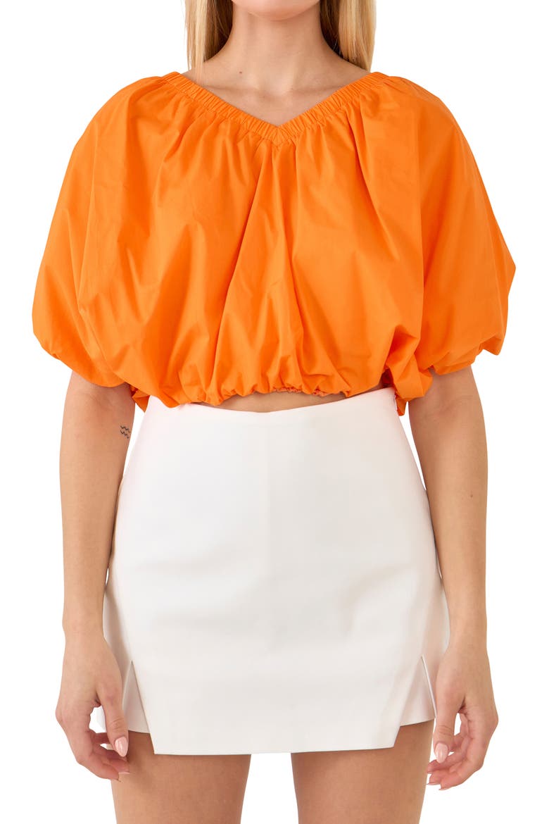 Puff Crop Blouse, Main, color, ORANGE