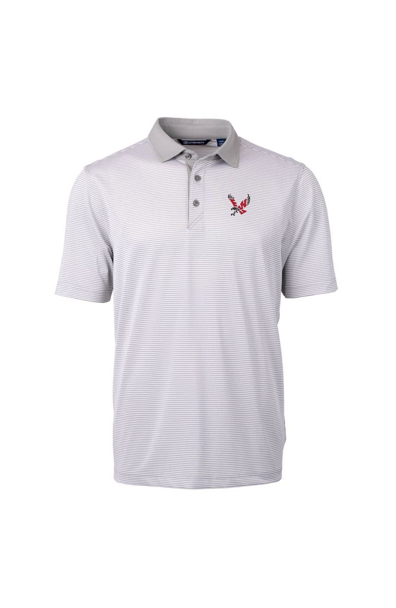 Cutter & Buck Men's Cutter & Buck  Gray/White Eastern Washington Eagles Big & Tall Virtue Eco Pique Micro Stripe Recycled Polo, Alternate, color, 