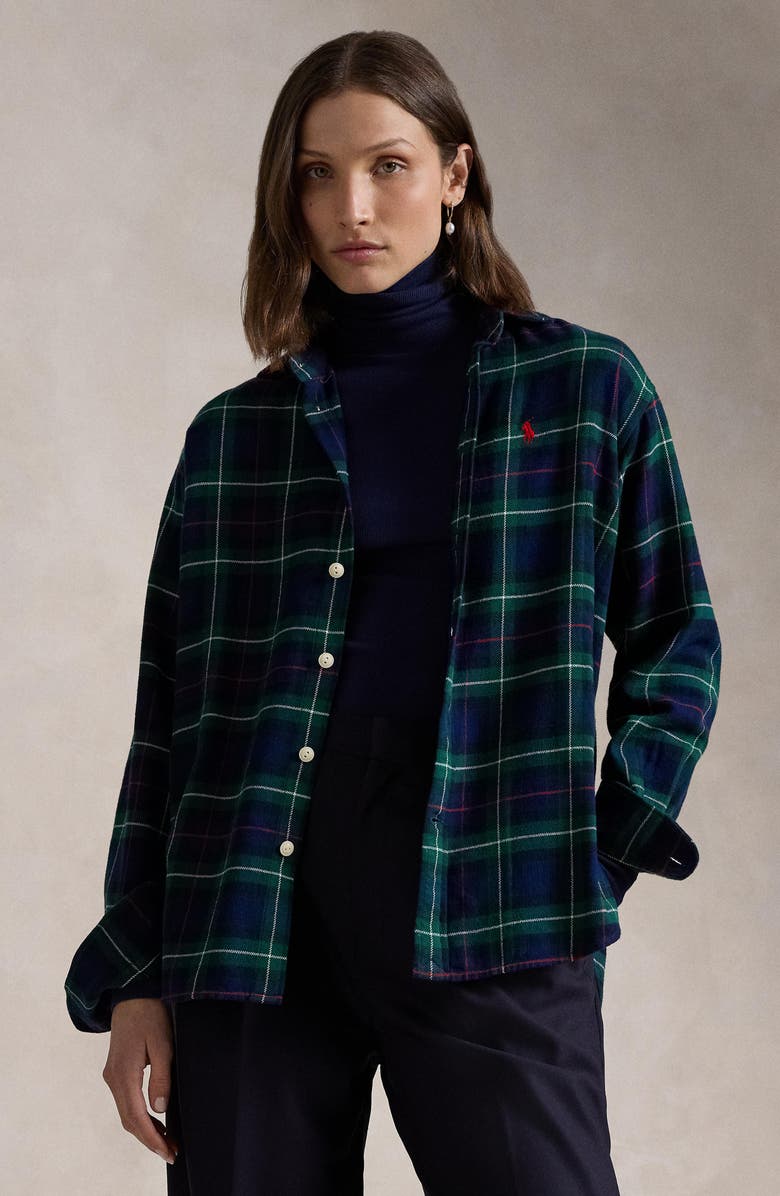 Polo Ralph Lauren Twill Button-Up Top, Alternate, color, 