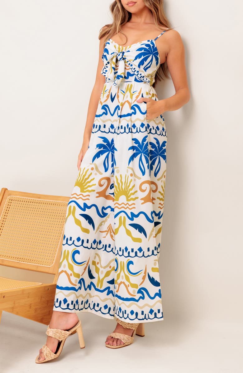 FLYING TOMATO Tie Front Jumpsuit, Alternate, color, 