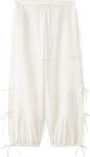 MANGO Lace & Bow Detail Cotton Pants