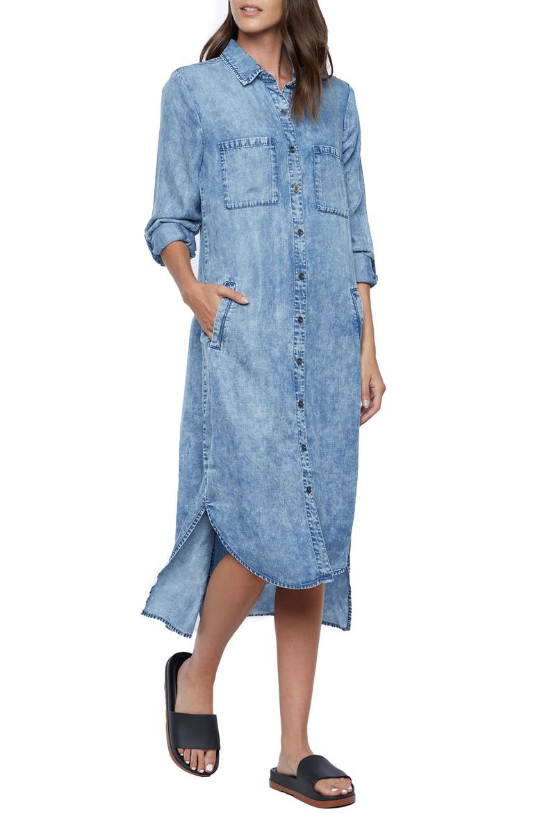 Denim Chill Out Shirtdress, Alternate, color, PLEASANT BLUE (FINISHED HEM)