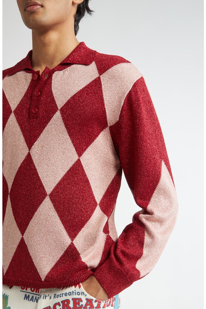 Jockey Metallic Argyle Polo, Alternate, color, PINK MULTI