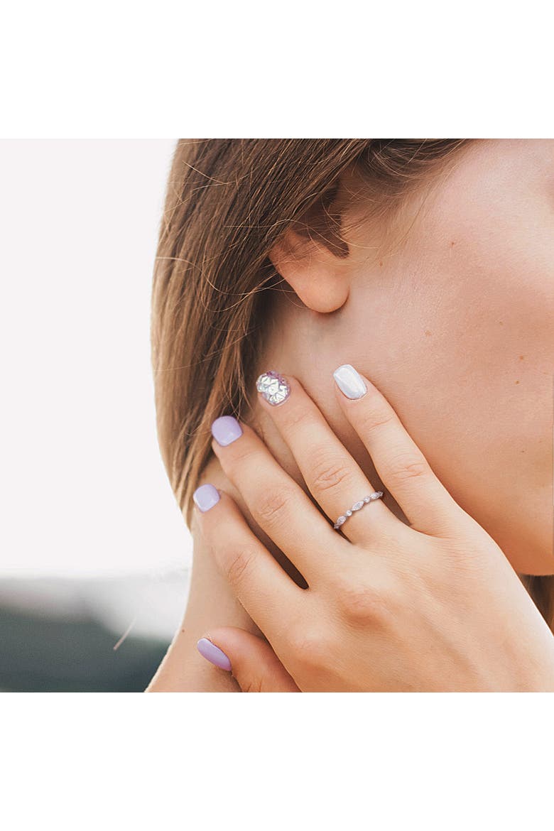 Moissanite Marquise Semi-Eternity Ring, Alternate, color, Sterling Silver